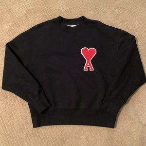 AMI Paris Alexandre Mattiussi de Coeur Patch Oversized Heart Sweatshirt Black